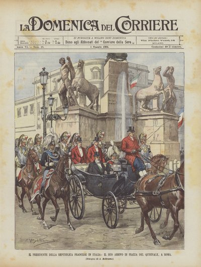 El presidente de la República Francesa en Italia, su llegada a la Plaza del Quirinal, en Roma de Achille Beltrame