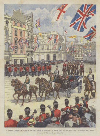 El Regreso a Londres de los Duques de York del Viaje a Australia, El Desfile Pasa por Piccadilly de Achille Beltrame