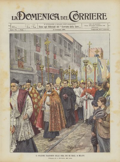 El solemne traslado de los huesos de los Reyes Magos a Milán de Achille Beltrame