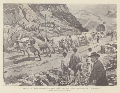 El Transporte de las Grandes Calderas para el Túnel del Sempione de Achille Beltrame