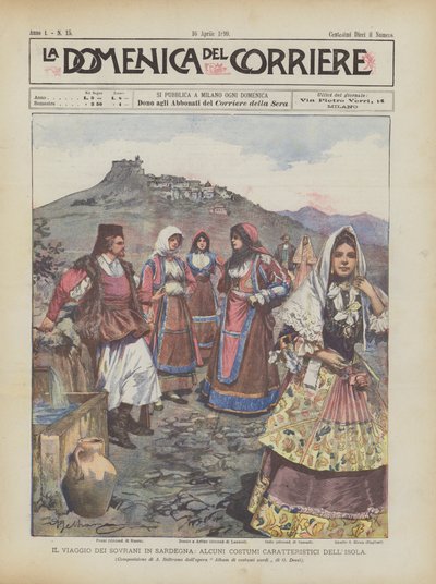 El viaje de los soberanos a Cerdeña, algunos trajes característicos de la isla de Achille Beltrame