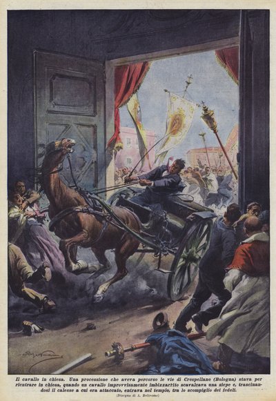El caballo en la iglesia de Achille Beltrame