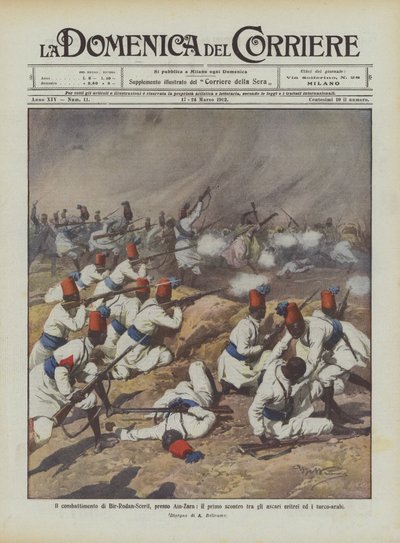 El combate de Bir-Rodan-Scerif, cerca de Ain-Zara, el primer enfrentamiento entre los askaris eritreos y los turco-árabes de Achille Beltrame