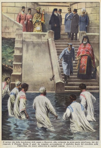 El curioso rito de la bendición de las aguas, en Bucarest de Achille Beltrame