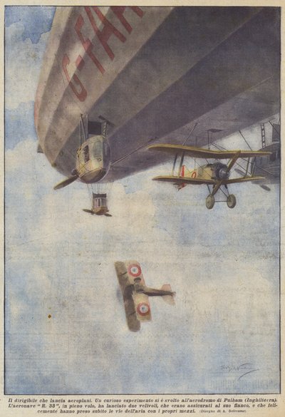 El dirigible que lanza aeroplanos de Achille Beltrame