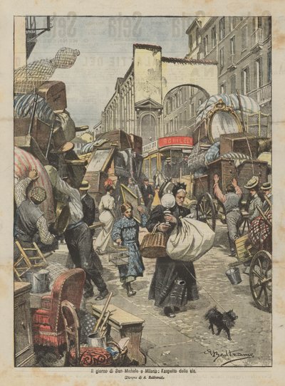 El día de San Miguel en Milán, el aspecto de las calles de Achille Beltrame