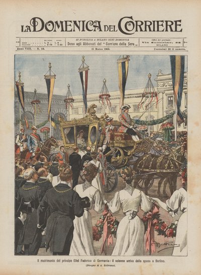 El matrimonio del príncipe Eitel Federico de Alemania, la solemne llegada de la novia a Berlín de Achille Beltrame