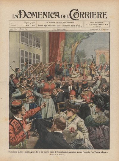 El momento político, montenegrinos que en un pequeño teatro de Constantinopla protestan contra de Achille Beltrame