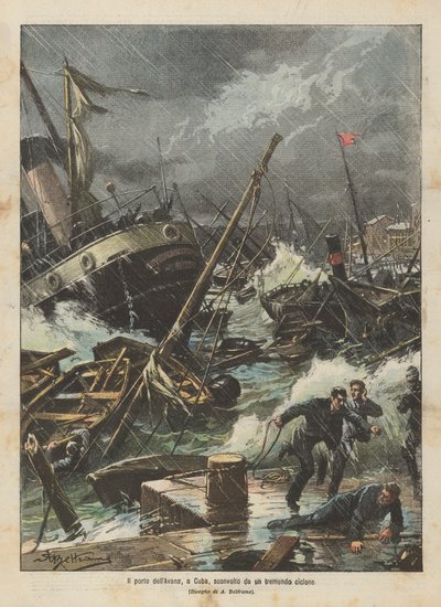 El puerto de La Habana, en Cuba, devastado por un tremendo ciclón de Achille Beltrame
