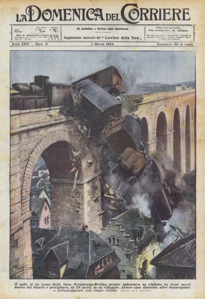 El salto de un tren de Achille Beltrame