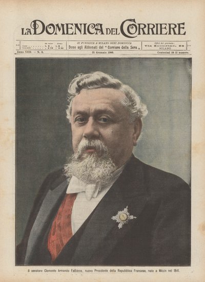 El senador Clemente Armando Fallieres, nuevo Presidente de la República Francesa, nacido en Mezin en 1841 de Achille Beltrame