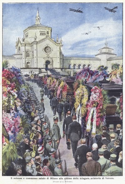 El solemne y emotivo saludo de Milán a las víctimas del desastre aéreo de Verona de Achille Beltrame