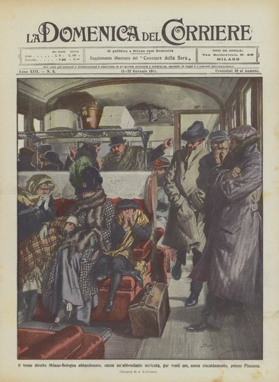 El tren directo Milán-Bolonia abandonado, debido a una abundante nevada, durante veinte horas de Achille Beltrame