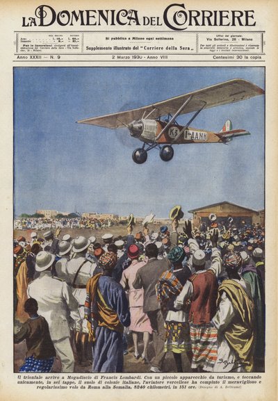La llegada triunfal a Mogadiscio de Francis Lombardi de Achille Beltrame