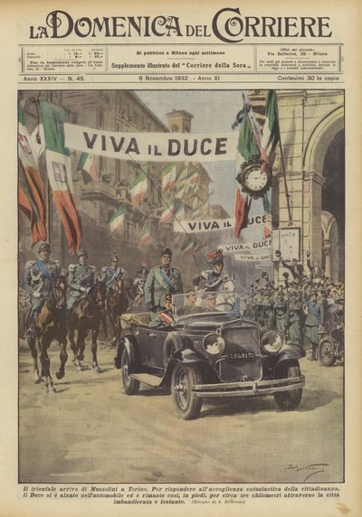 La triunfal llegada de Mussolini a Turín de Achille Beltrame
