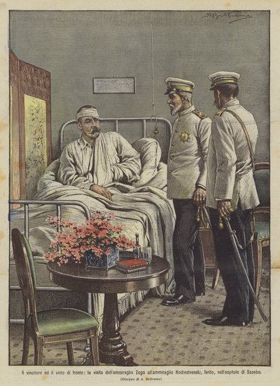El vencedor y el vencido frente a frente, la visita del almirante Togo al almirante Rodiestvenski de Achille Beltrame