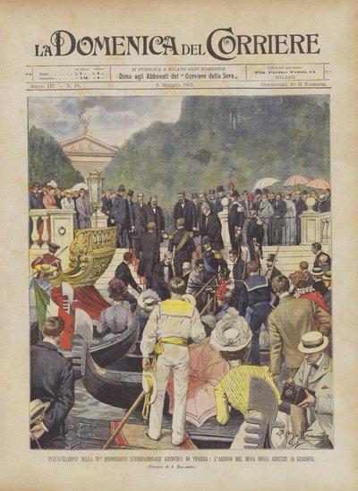 Inauguración de la IV Exposición Internacional de Arte de Venecia, la llegada del duque de de Achille Beltrame