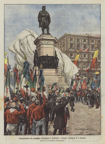 Inauguración del grandioso monumento a Garibaldi, en Nápoles, ocurrido el 7 corriente de Achille Beltrame