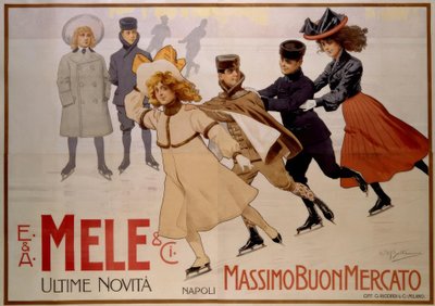 Jóvenes patinadores / Cartel 1902 de Achille Beltrame