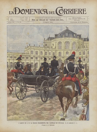 La llegada de SM la reina Margarita al castillo de Stupinigi el 25 de junio de Achille Beltrame