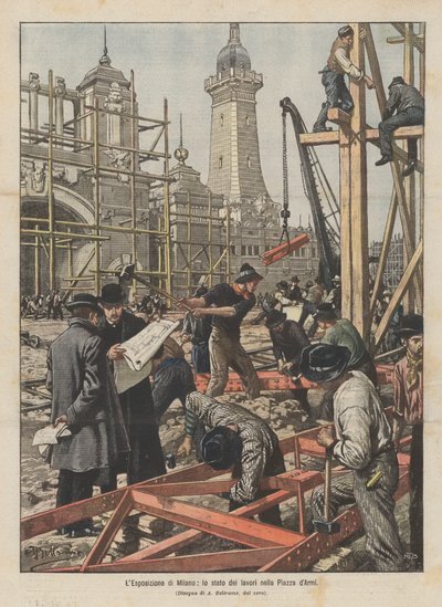 La Exposición de Milán, el estado de los trabajos en la Plaza de Armas de Achille Beltrame
