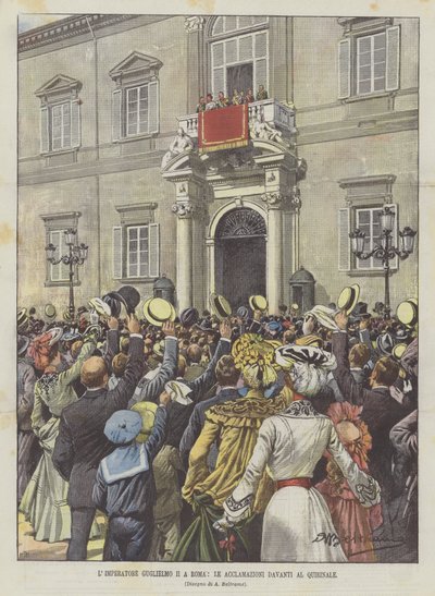 El emperador Guillermo II en Roma, las aclamaciones frente al Quirinal de Achille Beltrame