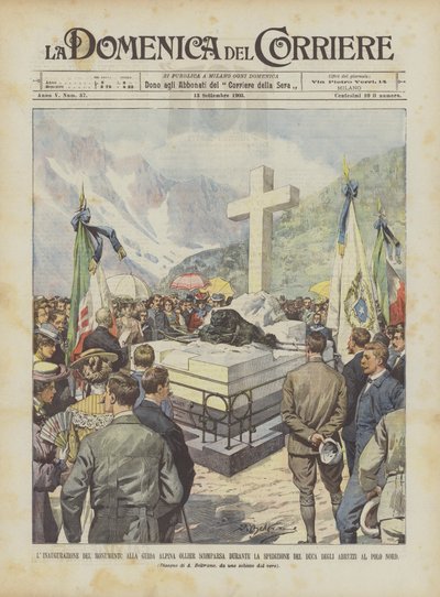 La inauguración del monumento a la guía alpina Ollier desaparecida durante la expedición del duque de Achille Beltrame
