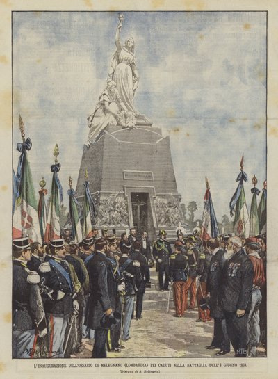 La inauguración del osario de Melegnano (Lombardía) para los caídos en la batalla del 8 de junio de 1859 de Achille Beltrame
