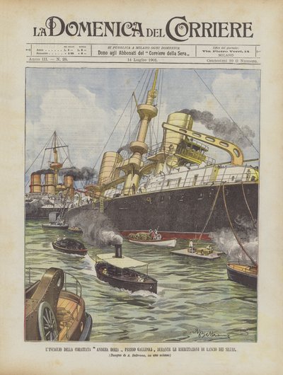 El encallamiento del acorazado Andrea Doria cerca de Gallipoli, durante los ejercicios de lanzamiento de torpedos de Achille Beltrame