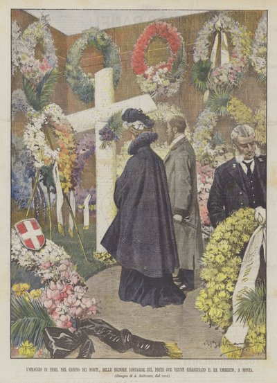 El homenaje floral, en el Día de los Muertos, de las damas lombardas en el lugar donde fue asesinado de Achille Beltrame