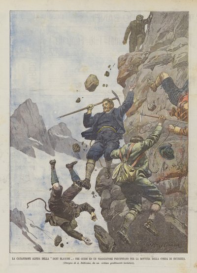 La catástrofe alpina de la Dent Blanche, tres guías y un viajero caen por la ruptura de Achille Beltrame