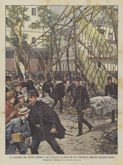 La catástrofe del dirigible Pax en París, y la muerte de su inventor, el diputado brasileño Severo de Achille Beltrame