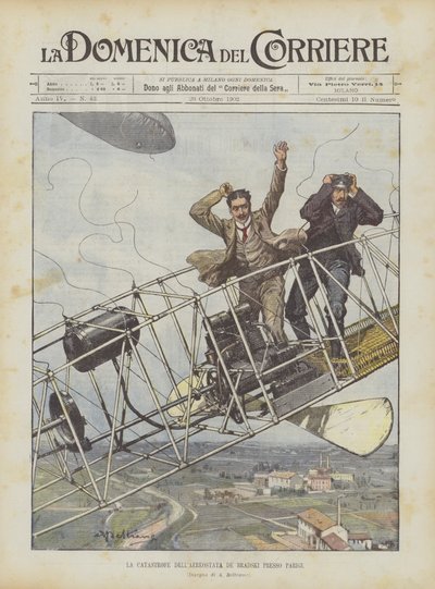 La catástrofe del aerostato de Bradski cerca de París de Achille Beltrame