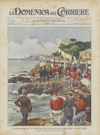 La conmemoración del 42º aniversario de la partida de los Mil desde el islote de Quarto al mar de Achille Beltrame