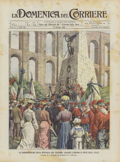 La conmemoración de la batalla del Volturno, frente al osario en los Puentes de la Valle de Achille Beltrame