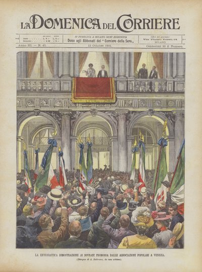 La Entusiasta Demostración a los Soberanos Promovida por las Asociaciones Populares en Venecia de Achille Beltrame