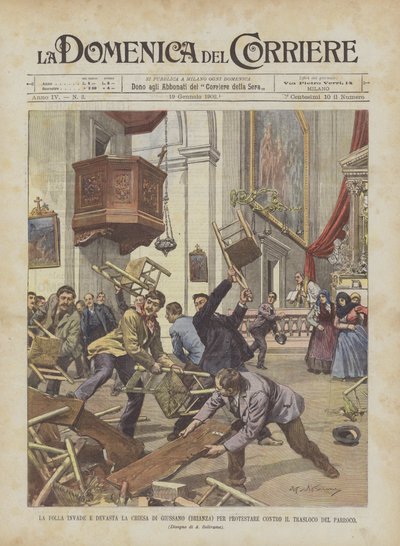 La Multitud Invade y Devasta la Iglesia de Giussano (Brianza) para Protestar Contra el Traslado del Párroco de Achille Beltrame