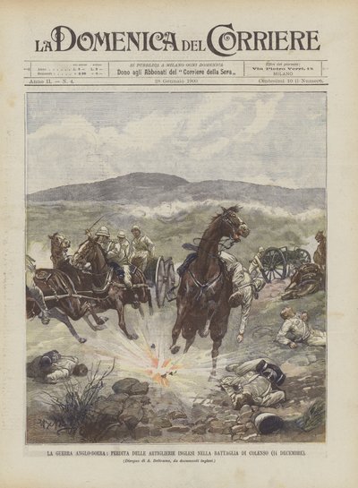 La Guerra Anglo-Boer, pérdida de la artillería inglesa en la batalla de Colenso (14 de diciembre) de Achille Beltrame