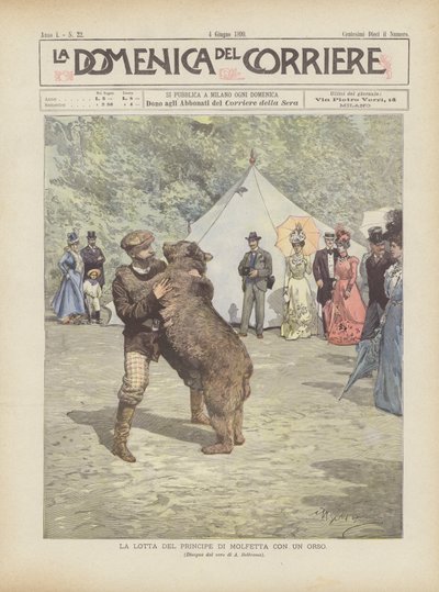 La lucha del príncipe de Molfetta con un oso de Achille Beltrame