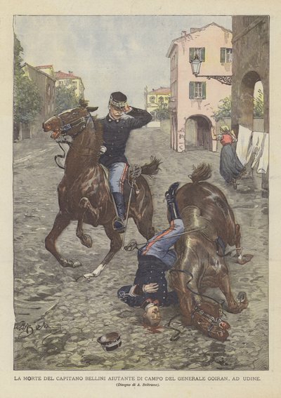 La muerte del capitán Bellini, ayudante de campo del general Goiran, en Udine de Achille Beltrame
