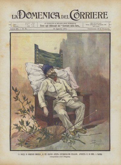 La muerte de Domenico Morelli, el más grande artista contemporáneo italiano, ocurrida el 13 corriente, en Nápoles de Achille Beltrame