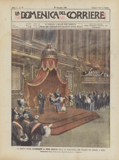 La sesión real, inaugurando la tercera sesión de la XX legislatura, en el Palacio del Senado, en Roma de Achille Beltrame