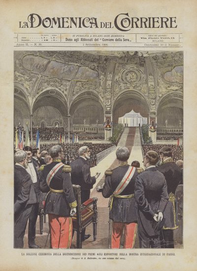 La solemne ceremonia de la distribución de premios a los expositores en la Exposición Internacional de París de Achille Beltrame