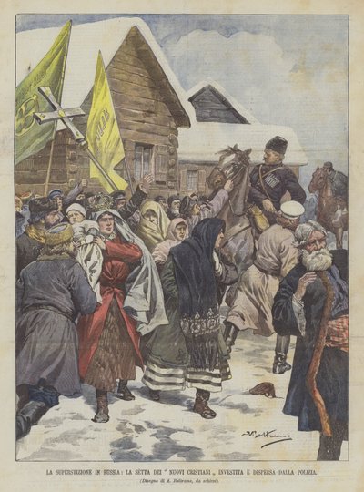 La Superstición en Rusia, La Secta de los Nuevos Cristianos Atacada y Dispersada por la Policía de Achille Beltrame