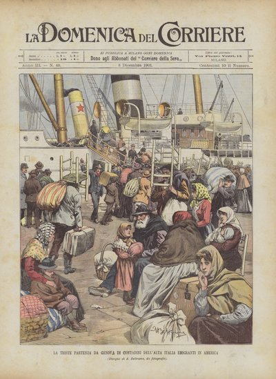 La Triste Partida de Génova de Campesinos del Norte de Italia Emigrantes a América de Achille Beltrame