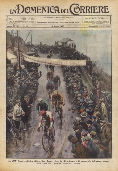 La XIX Carrera ciclista Milán-San Remo, ganada por Girardengo de Achille Beltrame