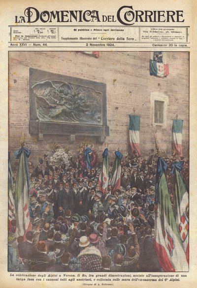 La celebración de los Alpini en Verona de Achille Beltrame