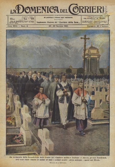 La ceremonia de la bendición de las tumbas en el Cementerio militar italiano de Amras de Achille Beltrame