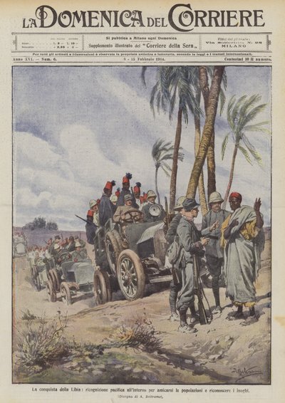 La conquista de Libia, reconocimiento pacífico en el interior para ganarse a las poblaciones y reconocer los lugares de Achille Beltrame
