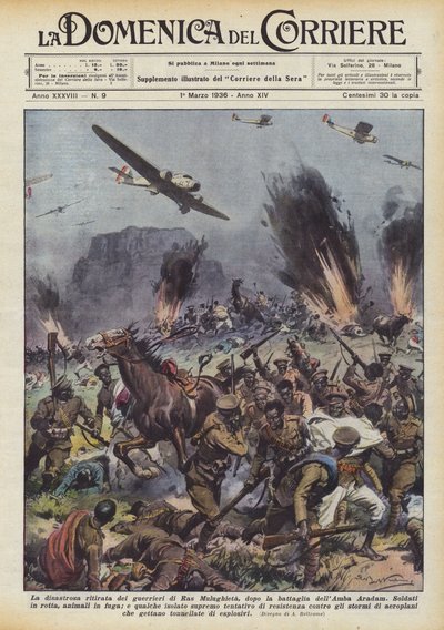 La desastrosa retirada de los guerreros de Ras Mulughieta, después de la batalla del Amba Aradam de Achille Beltrame